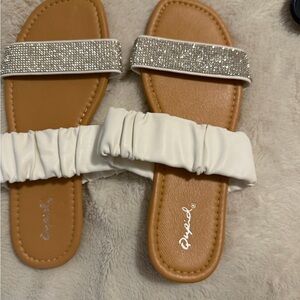 BAMBOO White and Silver Embellished Sandals